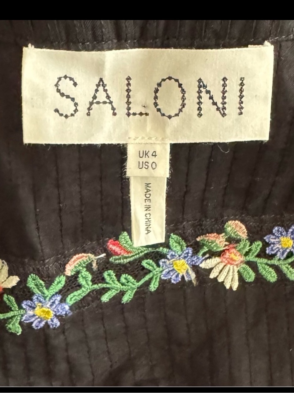 Saloni Bea Pintuck Embroidered Dress Size 0 - Picture 8 of 9